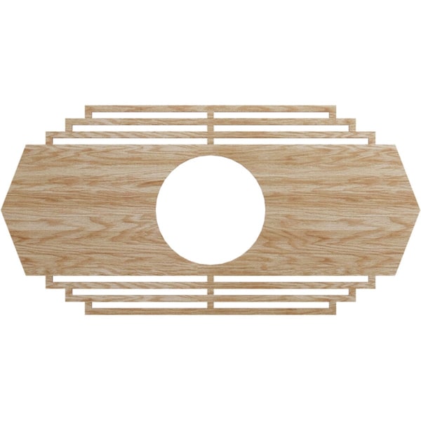 Ekena Millwork Chrysler Wood Fretwork Pierced Ceiling Medallion, Red Oak, 24"W x 12"H x 6 1/4"ID x 3/8"T CMWP24X12X0375CSRO - main